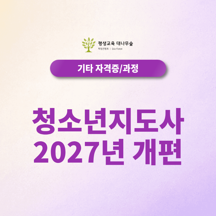 청소년지도사 2027년 개편 이후 취득방법은 어떻게 달라질까요? 썸네일